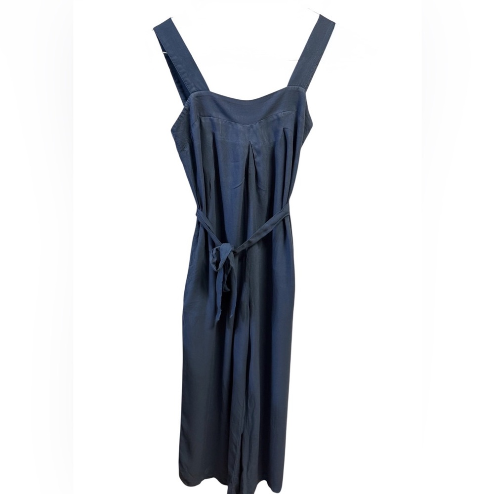 Abercrombie & Fitch Elegant Navy Blue Wide-Leg Belted Jumpsuit size XSP